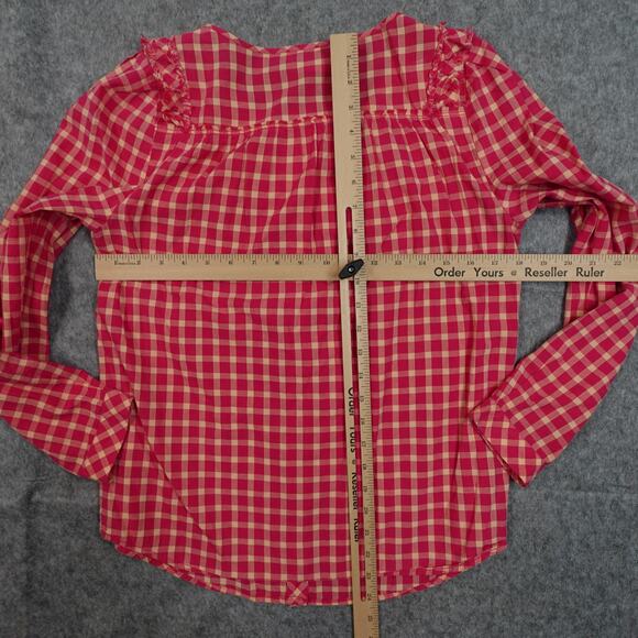 Anthropologie Top Womens 2 Button Front Plaid Checked Western Holding Horses - Picture 7 of 10